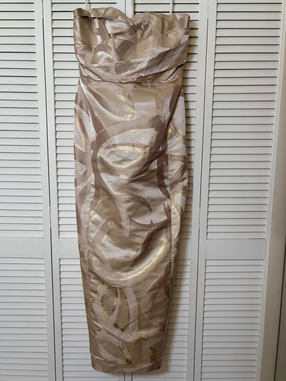 NWT Donna Karan Jacquard Metallic Maxi Gown Size 12 - Picture 5 of 10